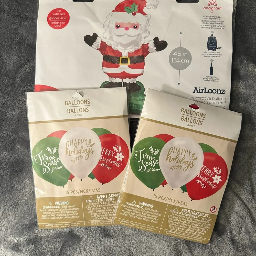 Christmas Decorations Balloons Santa Claus Foil Jumbo Airloonz Latex Party 3 Ft